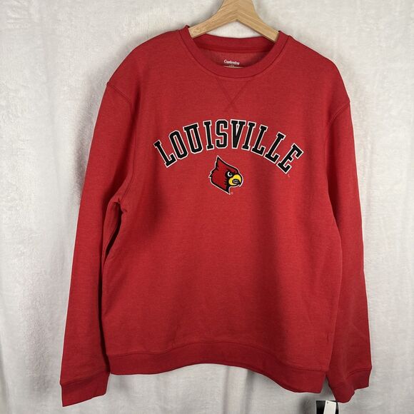 Louisville Cardinals Crewneck Sweatshirt Size Large Red NCAA Collegiate NWT - Picture 1 of 6